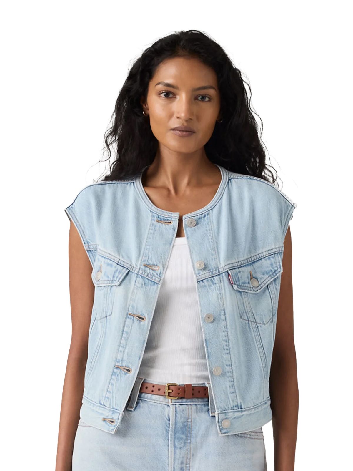 collarless shrunken 90s vest of course light blue Levi's